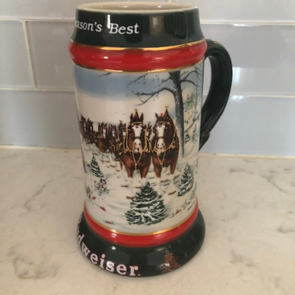 Budweiser Christmas The Season's Best Holiday Ceramic Beer Stein